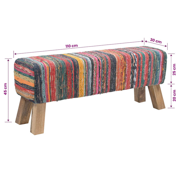 bancă 110 x 30 x 45 cm Piele Naturală Multicolour WALTI