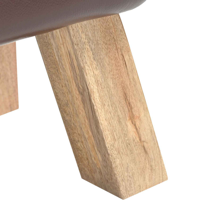 bancă Maro închis 110 x 30 x 45 cm Piele Naturală WALTI