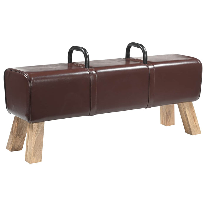 bancă Maro închis 110 x 30 x 45 cm Piele Naturală WALTI