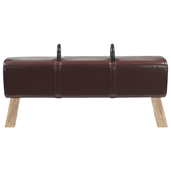 bancă Maro închis 110 x 30 x 45 cm Piele Naturală WALTI