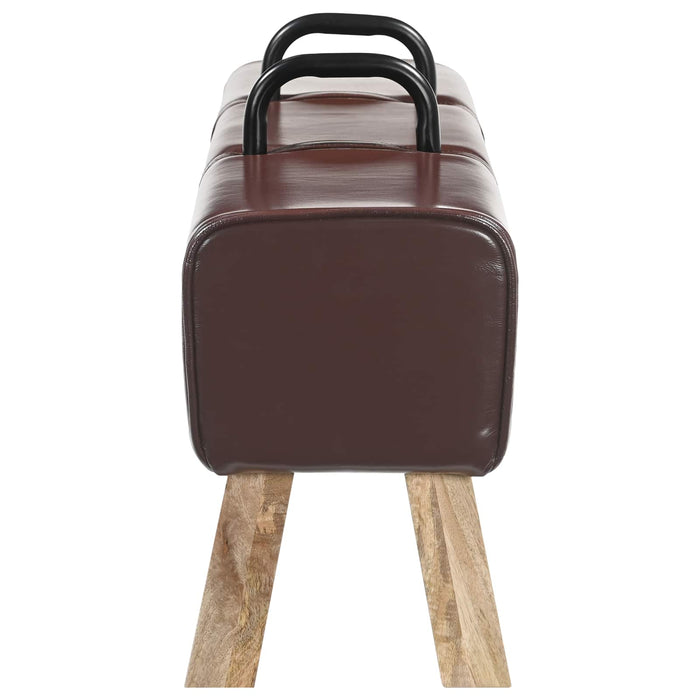 bancă Maro închis 110 x 30 x 45 cm Piele Naturală WALTI