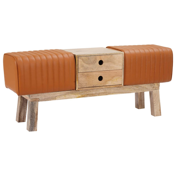 bancă 110 x 30 x 45 cm Piele Naturală Maro WALTI