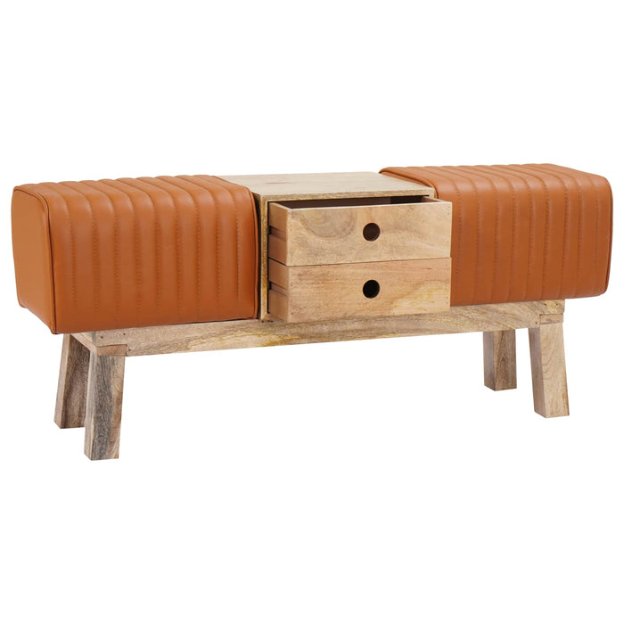 bancă 110 x 30 x 45 cm Piele Naturală Maro WALTI