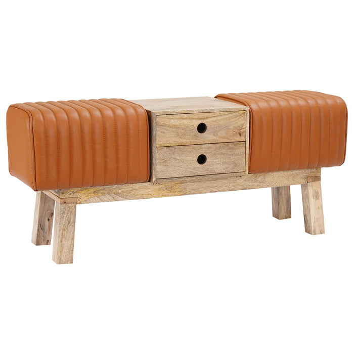 bancă 110 x 30 x 45 cm Piele Naturală Maro WALTI