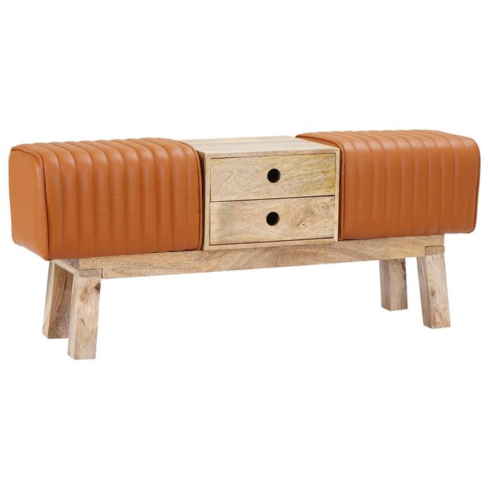 bancă 110 x 30 x 45 cm Piele Naturală Maro WALTI
