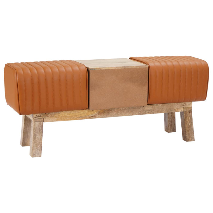 bancă 110 x 30 x 45 cm Piele Naturală Maro WALTI