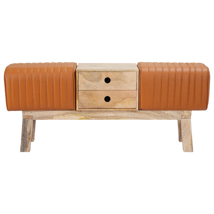bancă 110 x 30 x 45 cm Piele Naturală Maro WALTI