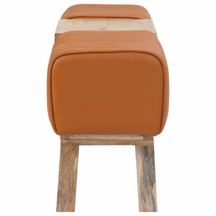 bancă 110 x 30 x 45 cm Piele Naturală Maro WALTI