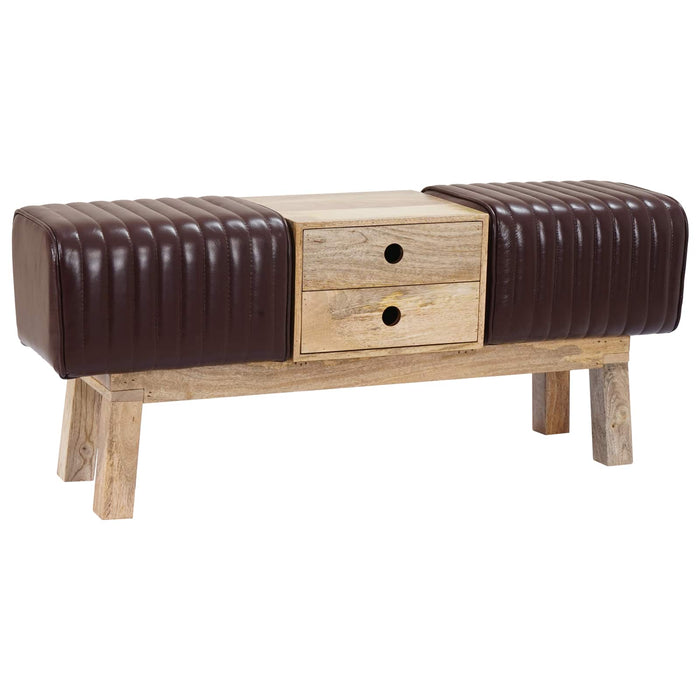 bancă 110 x 30 x 45 cm Piele Naturală Maro închis WALTI