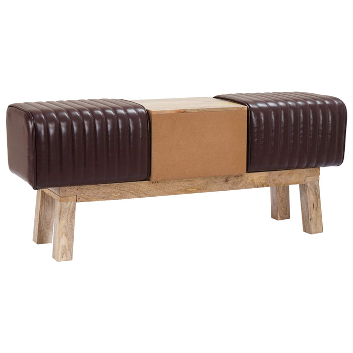 bancă 110 x 30 x 45 cm Piele Naturală Maro închis WALTI
