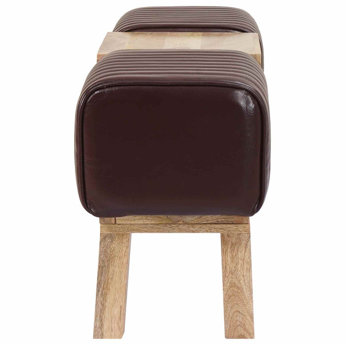 bancă 110 x 30 x 45 cm Piele Naturală Maro închis WALTI