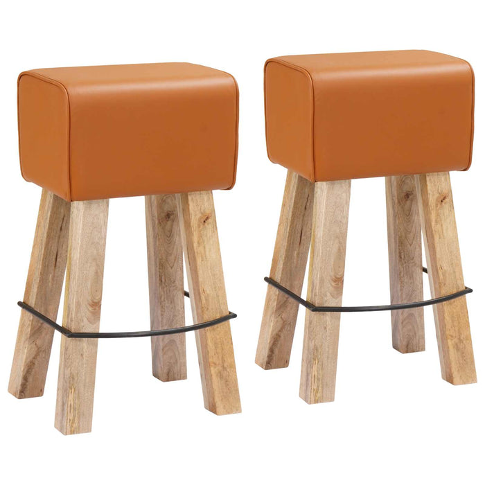 Scaun de bar 2 buc. Maro 44 x 33 x 74 cm Piele Naturală - WALTI WALTI