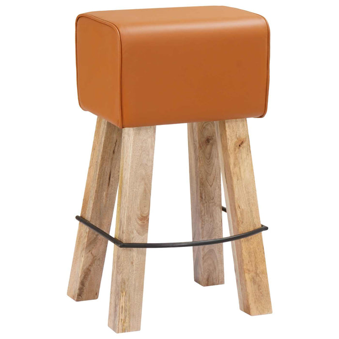 Scaun de bar 2 buc. Maro 44 x 33 x 74 cm Piele Naturală - WALTI WALTI
