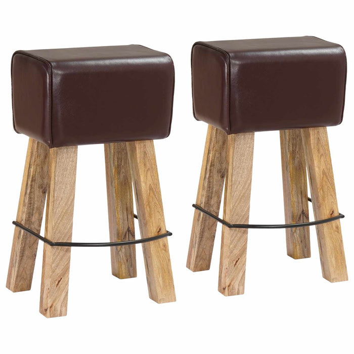 Scaun de bar 2 buc. Maro închis 44 x 33 x 74 cm Piele Naturală - WALTI WALTI