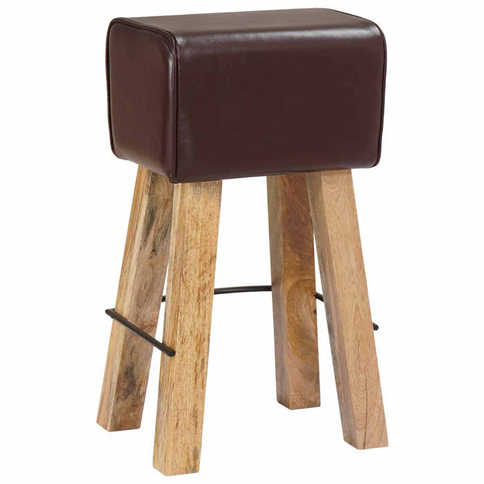 Scaun de bar 2 buc. Maro închis 44 x 33 x 74 cm Piele Naturală - WALTI WALTI