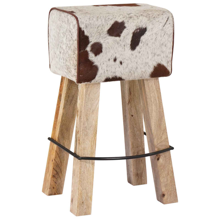 Scaun de bar 2 buc. Maro și alb 44 x 33 x 74 cm Piele Naturală WALTI