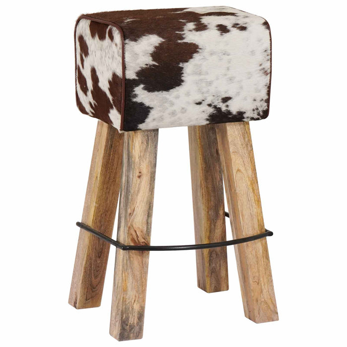 Scaun de bar 2 buc. Maro și alb 44 x 33 x 74 cm Piele Naturală WALTI