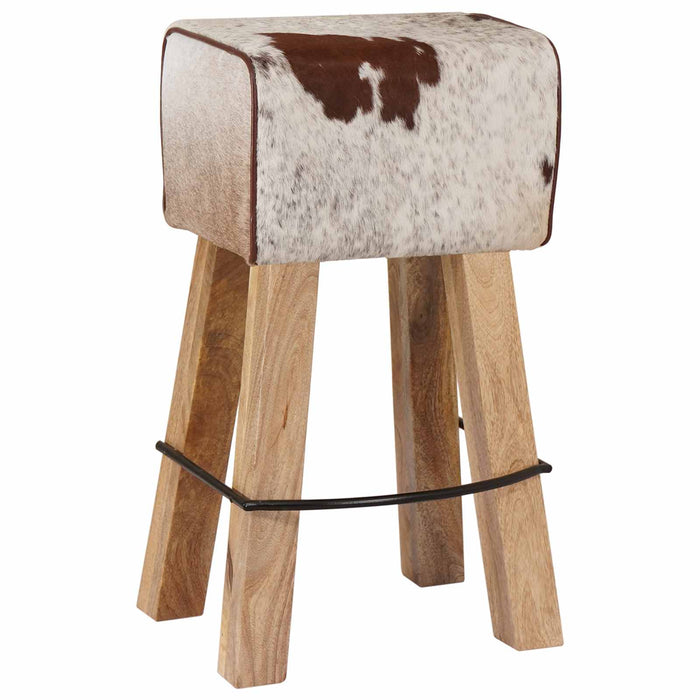 Scaun de bar 2 buc. Maro și alb 44 x 33 x 74 cm Piele Naturală WALTI