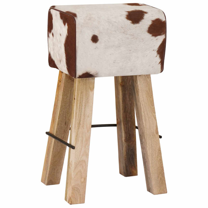 Scaun de bar 2 buc. Maro și alb 44 x 33 x 74 cm Piele Naturală WALTI