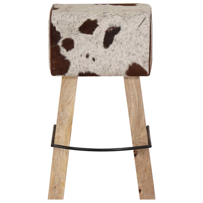 Scaun de bar 2 buc. Maro și alb 44 x 33 x 74 cm Piele Naturală WALTI