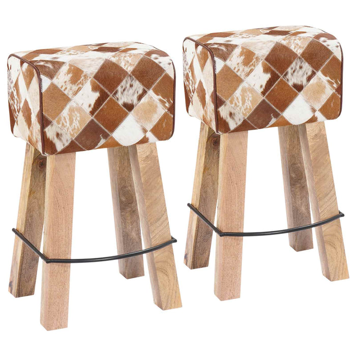 Scaun de bar 2 buc. Patchwork maro 44 x 33 x 74 cm WALTI
