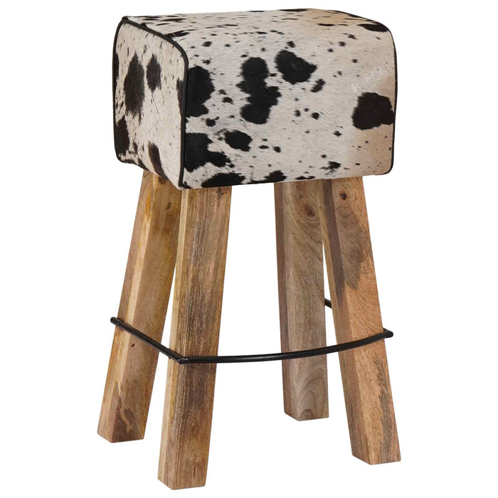 Scaun de bar 2 buc. Negru și Alb 44 x 33 x 74 cm Piele Naturală WALTI