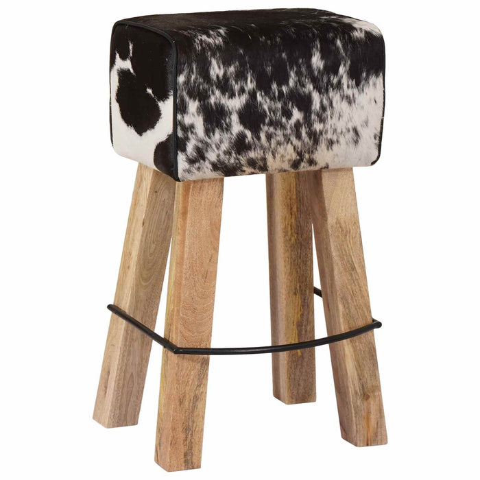 Scaun de bar 2 buc. Negru și Alb 44 x 33 x 74 cm Piele Naturală WALTI