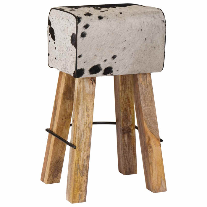 Scaun de bar 2 buc. Negru și Alb 44 x 33 x 74 cm Piele Naturală WALTI