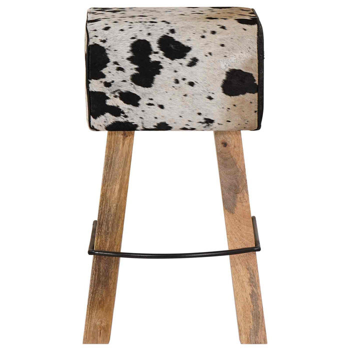 Scaun de bar 2 buc. Negru și Alb 44 x 33 x 74 cm Piele Naturală WALTI