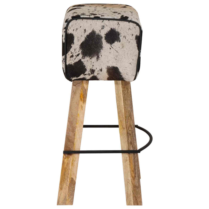 Scaun de bar 2 buc. Negru și Alb 44 x 33 x 74 cm Piele Naturală WALTI