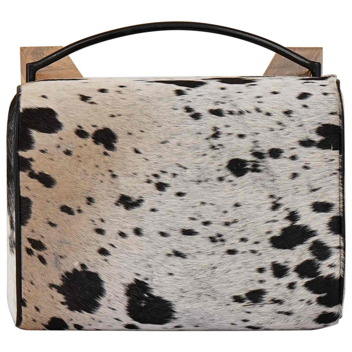 Scaun de bar 2 buc. Negru și Alb 44 x 33 x 74 cm Piele Naturală WALTI