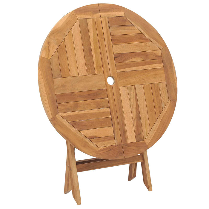 Masă pliabilă de grădină natural Ø 90 x 75 cm Lemn solid de tec WALTI