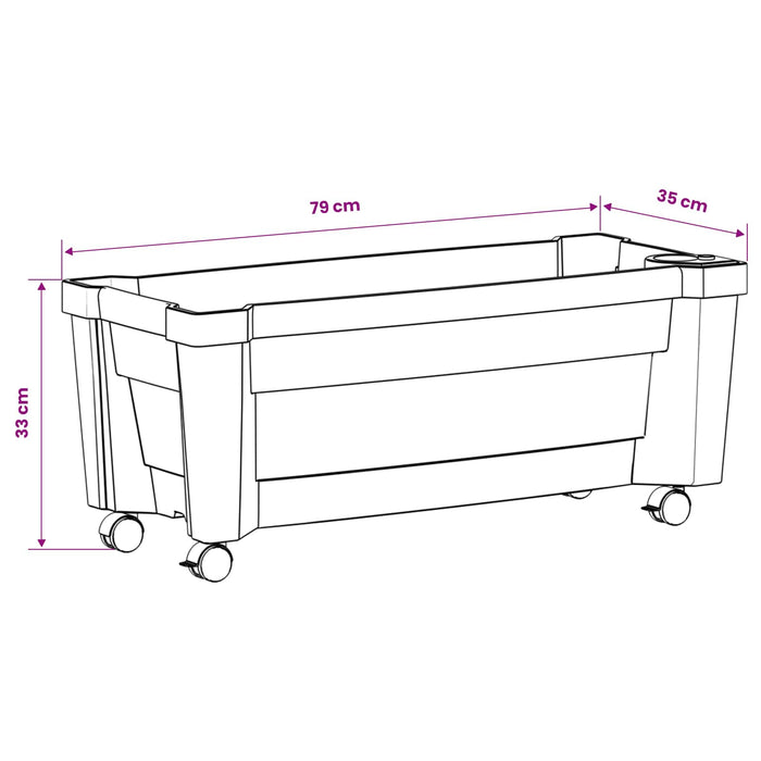 Ghiveci Calypso cu roți Gri 79 x 35 x 33 cm PP - WALTI WALTI