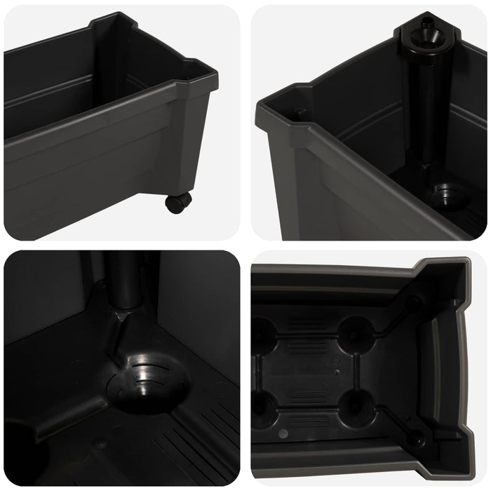 Ghiveci Calypso cu roți Antracit 79 x 35 x 33 cm PP - WALTI WALTI