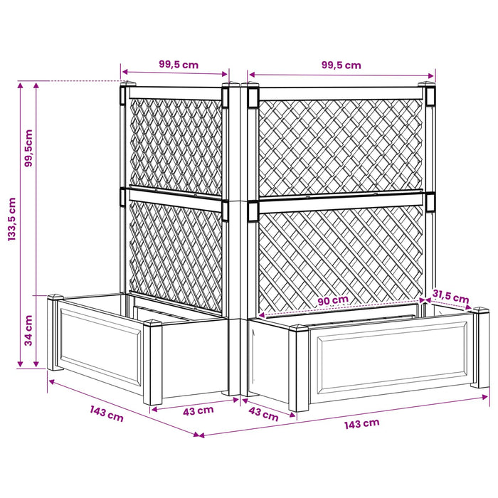 Vază mare cu suport 2 pcs Alb 143 x 143 x 133,5 cm PP - WALTI WALTI