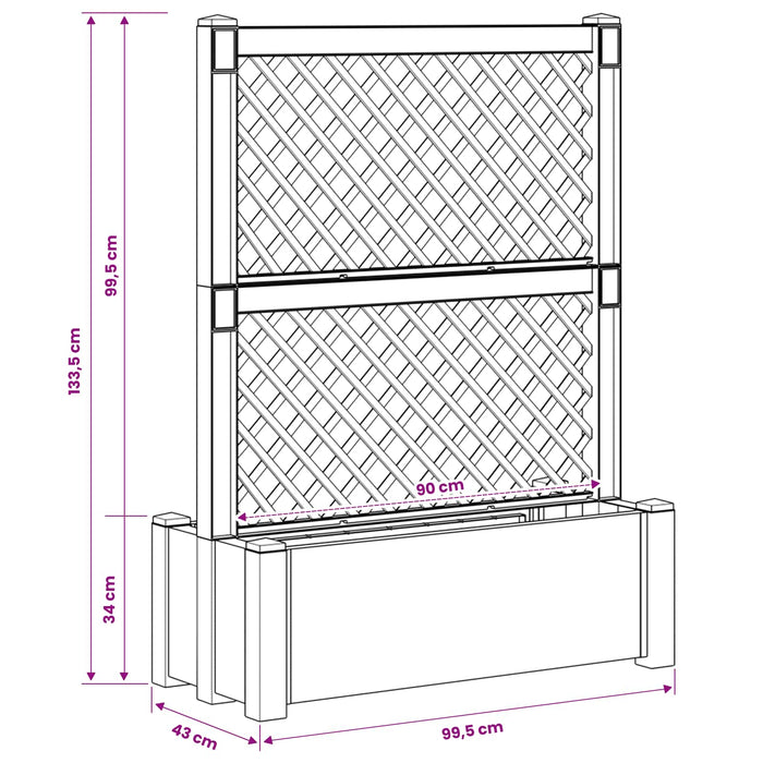 Ghiveci mare cu trellis Alb 99,5 x 43 x 133,5 PP - WALTI WALTI