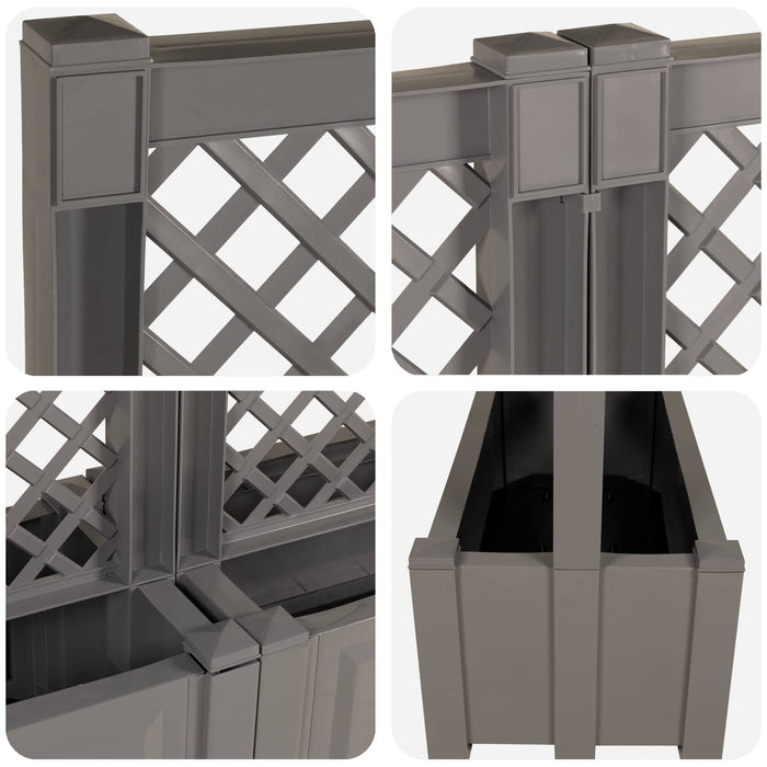 Ghiveci mare cu trellis 2 pcs Gri 200 x 43 x 133,5 cm PP - WALTI WALTI