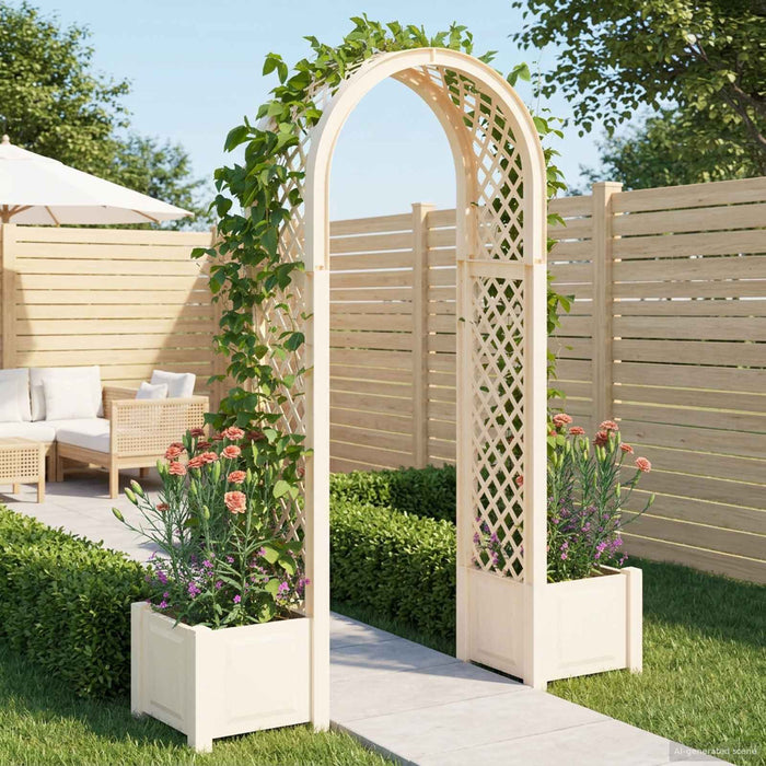 Arc de trandafiri cu ghiveci Alb 168,5 x 43 x 207 cm PP - WALTI WALTI