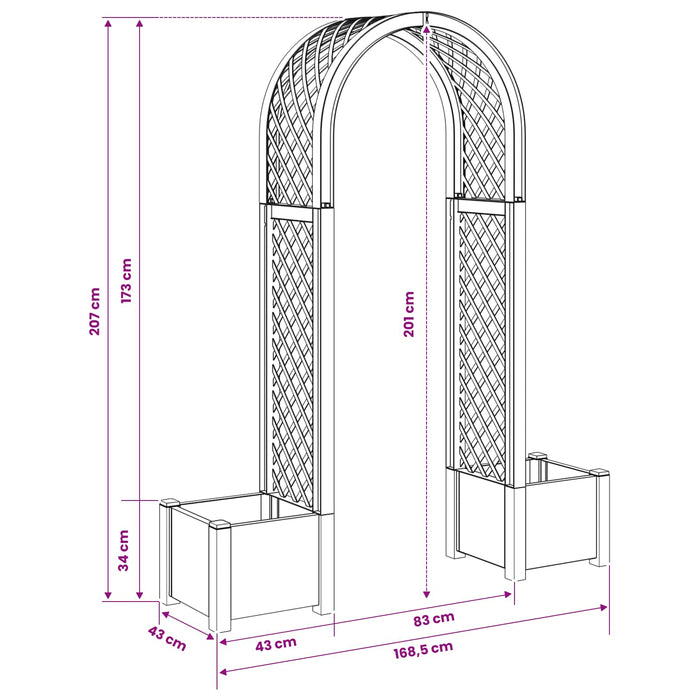 Arc de trandafiri cu ghiveci Gri 168,5 x 43 x 207 cm PP - WALTI WALTI