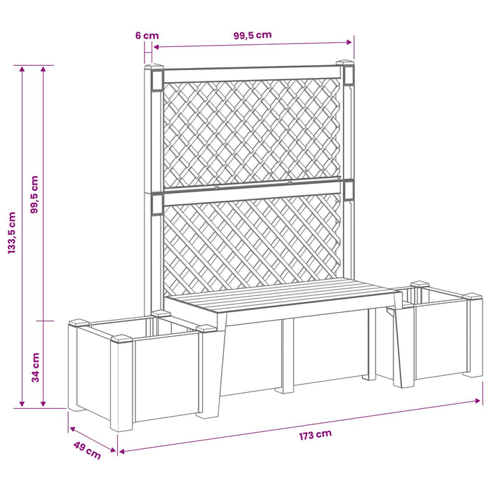 Bancă de grădină Kopenhagen Alb 173 x 49 x 135,5 cm PP - WALTI WALTI