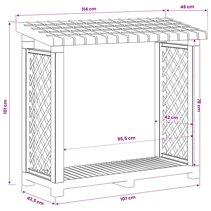 Racord pentru lemne de foc Antracit 114 x 46 x 101 cm PP - WALTI WALTI