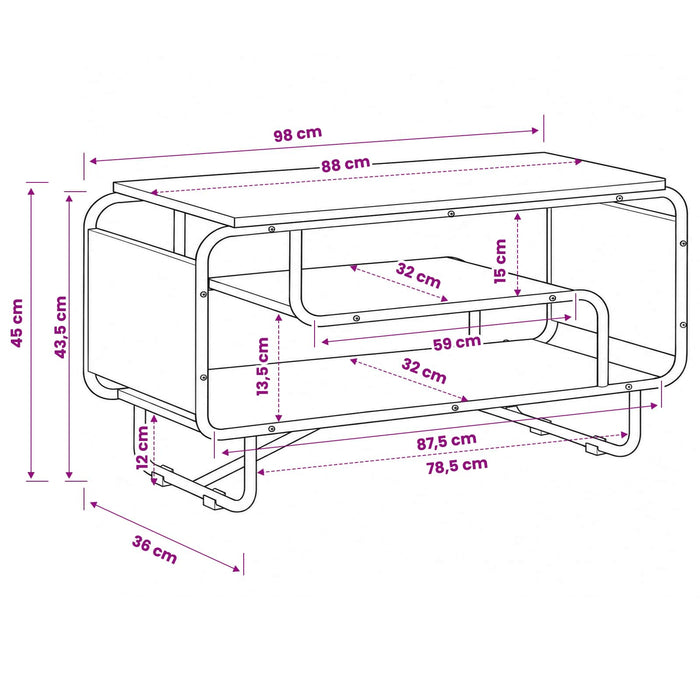 Support TV 98 x 36 x 45 cm Lemn vechi Lemn prelucrat WALTI