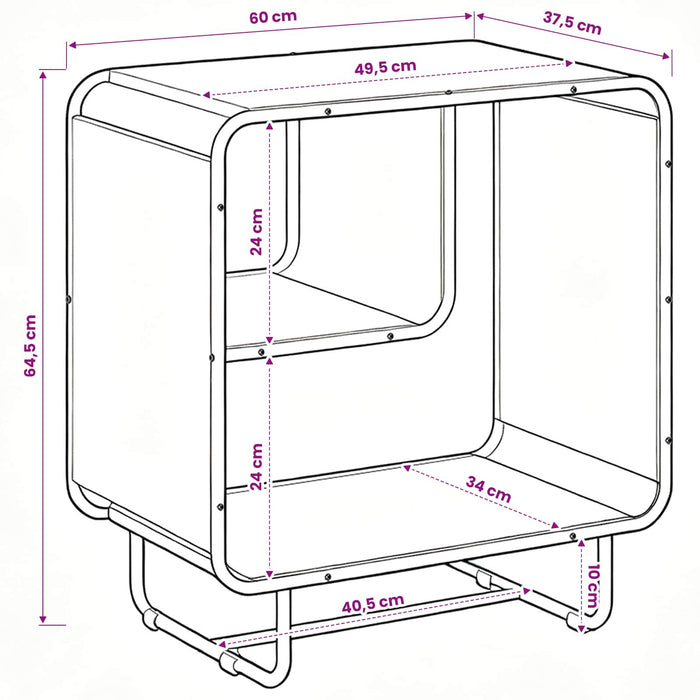 Bufet Stejar Negru 60 x 37,5 x 64,5 cm Lemn prelucrat WALTI