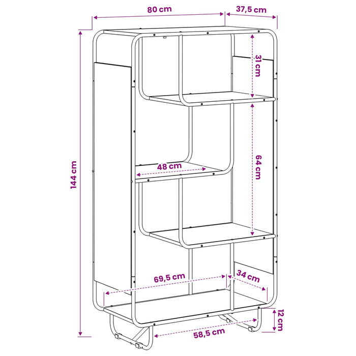 Bufet înalt Stejar Artizanal 80 x 37.5 x 144 cm Lemn compozit WALTI