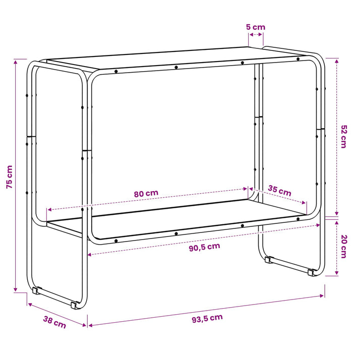 Bufet Stejar Negru 93.5 x 38 x 75 cm Lemn prelucrat WALTI