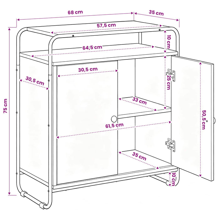 Bufet Stejar Sonoma 68 x 35 x 75 cm Lemn compozit WALTI