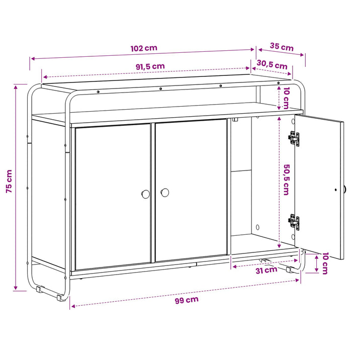 Bufet Stejar fumuriu 102 x 35 x 75 cm Lemn compozit WALTI