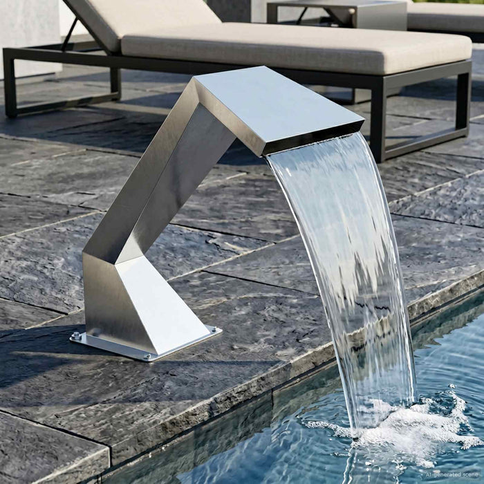 Fântână de piscină cu LED-uri RGB Oţel inoxidabil Argintiu WALTI