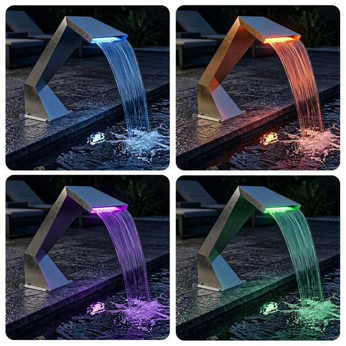 Fântână de piscină cu LED-uri RGB Oţel inoxidabil Argintiu WALTI