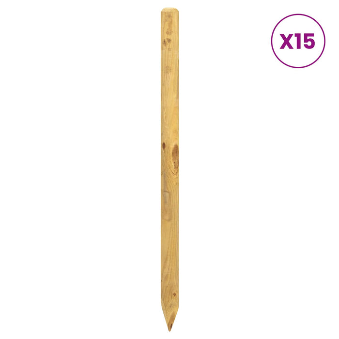 Stâlpi de Gard 15 buc. Verde 100 cm Lemn masiv de pin WALTI